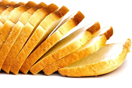loafs of bread isolated on whiteの写真素材