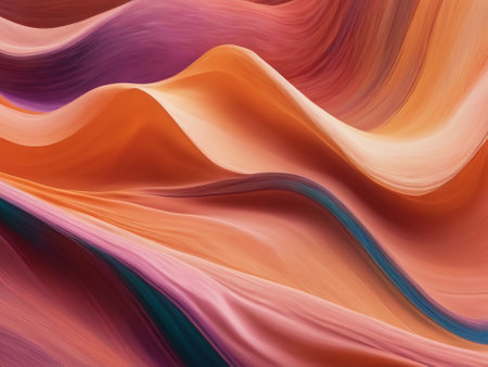 vibrant colors flow in abstract wave pattern , peach tones - generated by aiの素材
