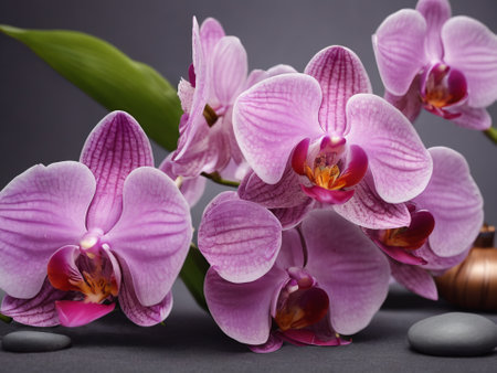 Spa orchid theme objects on gray background - generated by aiの素材