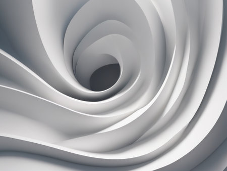 3D white geometric abstract background overlap layer on bright space with waves decoration. Minimalist modern graphic design element - generated by aiの素材