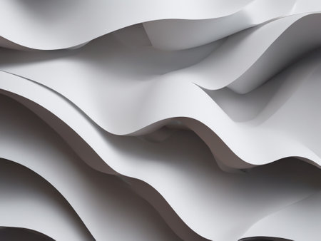 3D white geometric abstract background overlap layer on bright space with waves decoration. Minimalist modern graphic design element - generated by aiの素材