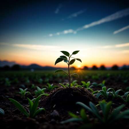 young sprout growing in the soil - generated by aiの素材