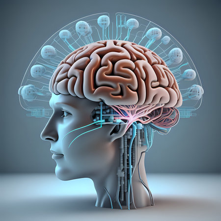 3D image of brain health add a futuristic high tech look - generated by aiの素材