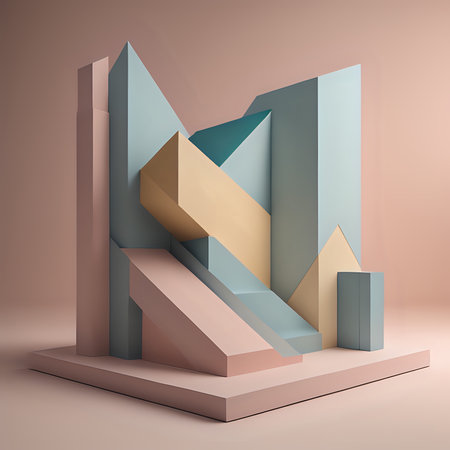 3D podium scene abstract shapes pastel bauhaus geometry - generatd by aiの素材