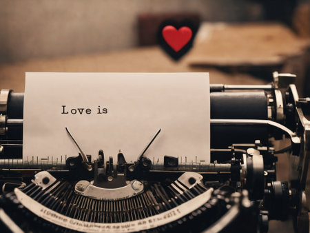 love is, the inscription on a typewriter - generated by aiの素材