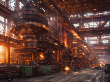 illustration Metallurgical plant. Ferrous metallurgy concept - generated by aiの素材