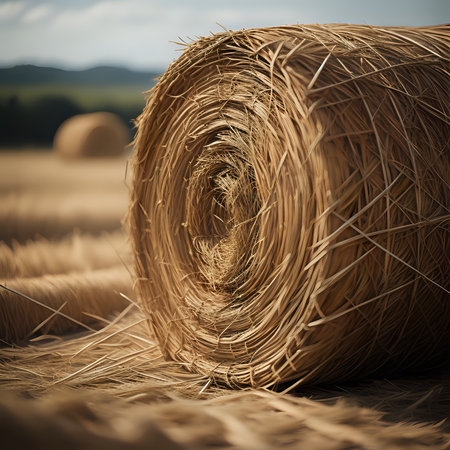 a close up of hay bales - generated by aiの素材