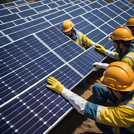 Solar panels being installed - generated by aiの素材