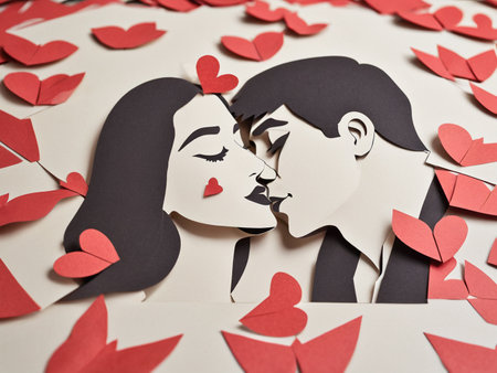 International kissing day celebration, paper cuts -- generated by aiの素材