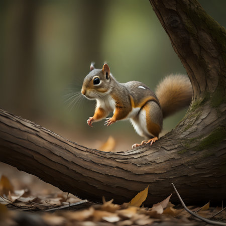 An agile squirrel scurrying up a tree in search of acorns - generated by aiの素材