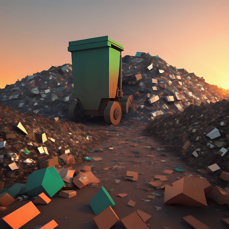 a low polygon image of the garbage dump during a beautiful sunset - generated by aiの素材
