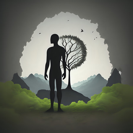 human silhouette and nature - generated by aiの素材