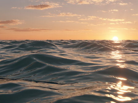 a low polygon image of the sea during a beautiful sunset - generated by aiの素材