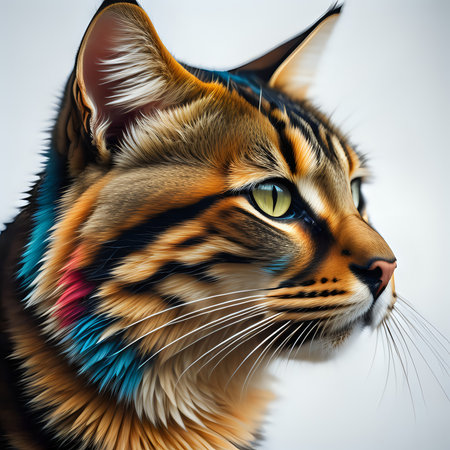The head of a cat in a multicolor, Abstract multicolor profile portrait - generated by aiの素材