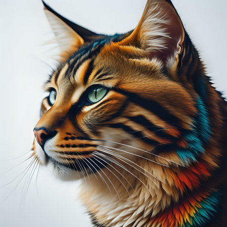 The head of a cat in a multicolor, Abstract multicolor profile portrait - generated by aiの素材