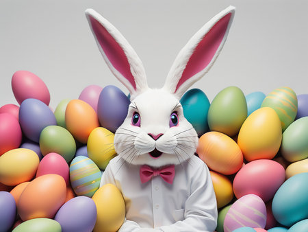 Contemporary interpretations of the Easter bunny, showcasing sleek lines, vibrant colors, and minimalist aesthetics to appeal to a modern audience - generated by aiの素材
