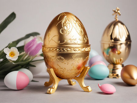 luxury golden egg, easter - generated by aiの素材