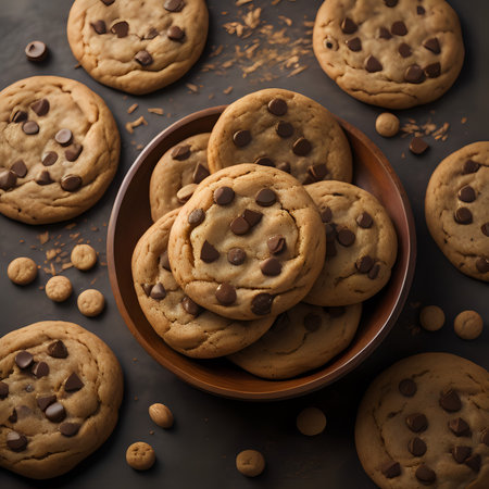 Delicious chocolate chip cookies arrangement - generated by aiの素材