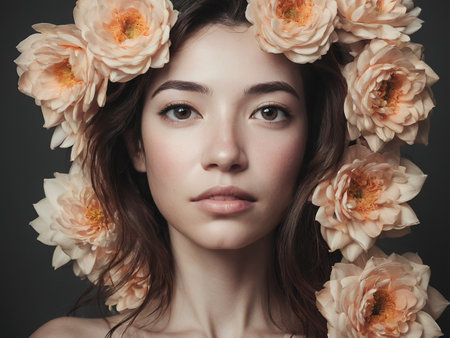 woman bloom portrait - generated by aiの素材
