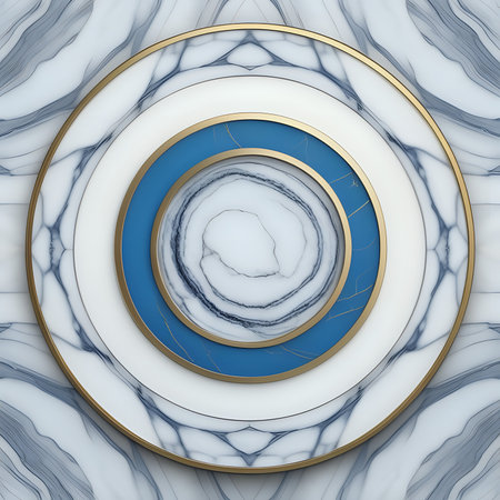 A blue and white marble texture with a gold circle in the middle - generated by aiの素材