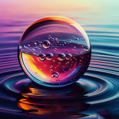 Gradient phone wallpaper oil bubble in water background - generated by aiの素材