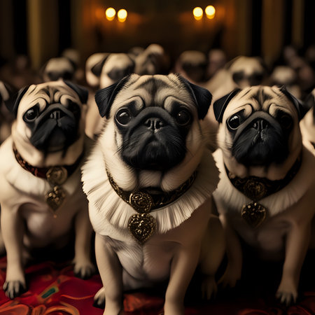 A group of pug dogs - generated by aiの素材