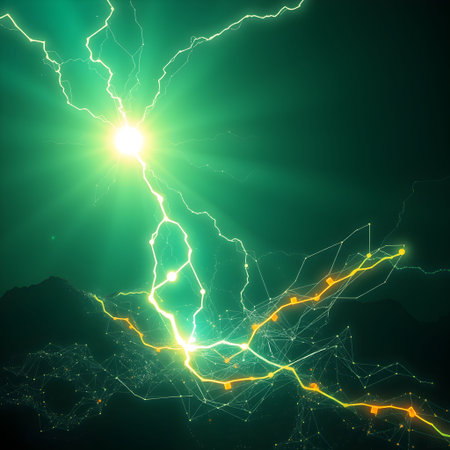 Lightning in the dark, abstract energy background. Vector illustration.の素材