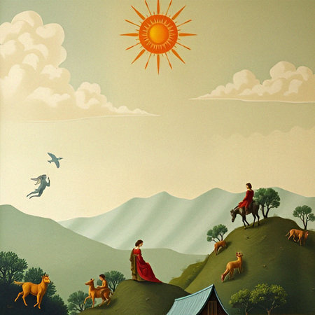 nativity scene with christian people and animals, illustration in vector formatの素材