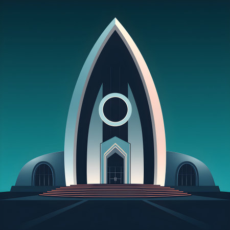 Illustration of a spaceship in the night sky. Vector illustration.の素材