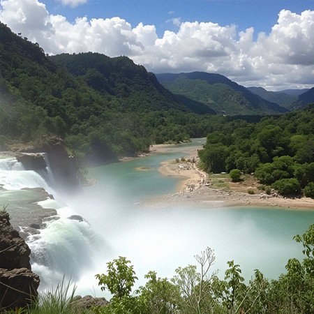Waterfalls in the national park Sumidero Canyon, Chipas, Mexicoの素材
