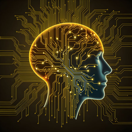 Artificial intelligence concept. Human head with circuit board. vector illustrationの素材