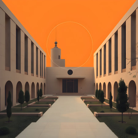 3d render of a religious building in the middle of the desertの素材