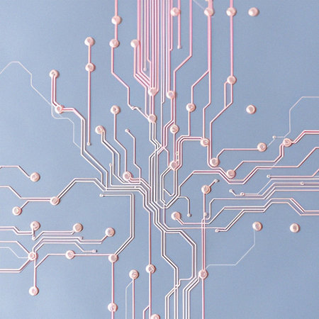 Electronic circuit, closeup of electronic circuit, abstract technology backgroundの素材