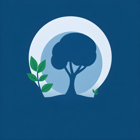 eco icon with leaves on blue background. save the earth concept.の素材