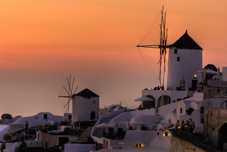 Windmills in sunsetの写真素材