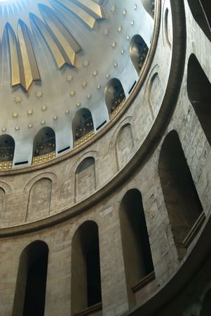 Ceiling of the holy sepulcher in Jerusalemの写真素材
