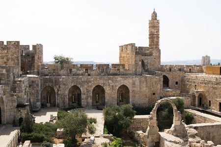 The tower of David in Jerusalem and it's yardの写真素材