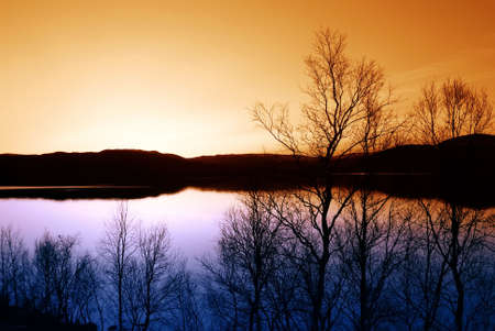 Sunset in northern Swedenの写真素材