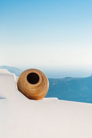 Beautiful decoration at the greek island Santoriniの写真素材