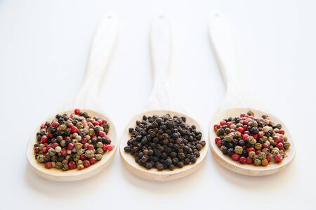 Pepper mix on wooden spoons