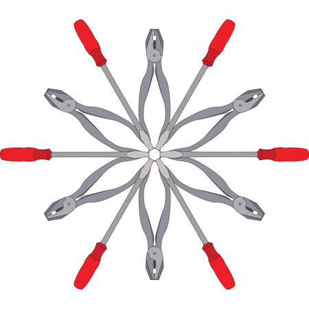 ornament with teen tools on  snowflakes decorのイラスト素材