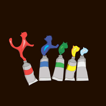 tubes of  paint with  color spots form catsのイラスト素材