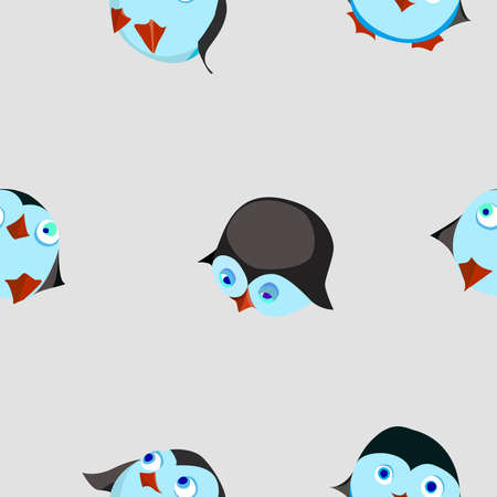 round and funny penguins sliding - seamless patternのイラスト素材