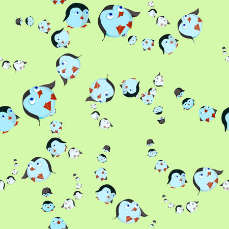 round and funny penguins sliding - seamless patternのイラスト素材