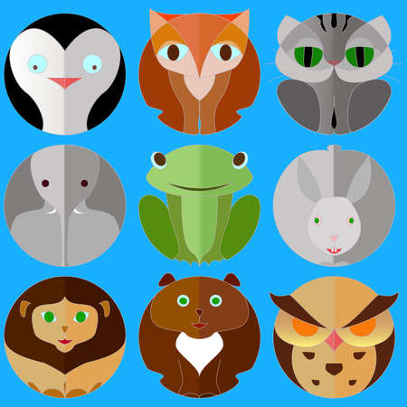 set of animals inscribed in a circleのイラスト素材