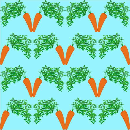 Cartoon carrots  seamless  pattern on cyan backgroundのイラスト素材