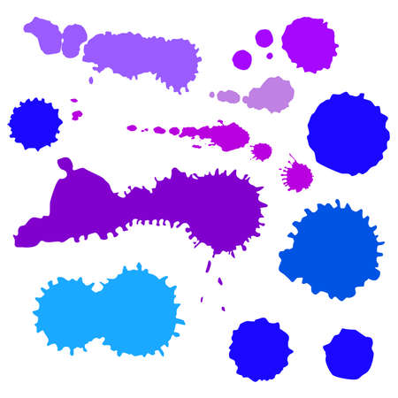 Collection of ink blots for your design. Isolated on a white background. Grunge design element. Vector illustration.のイラスト素材