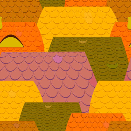 Abstract background with roofs tile pattern in many colors.のイラスト素材