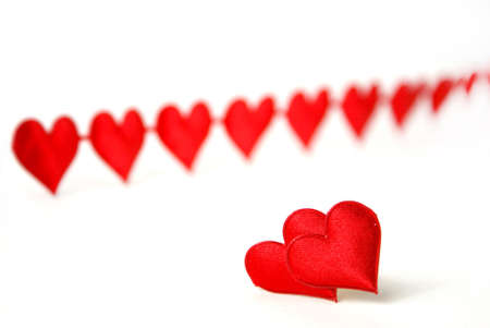 Red hearts valentine on a white background