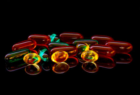 Capsules on Black Backgroundの写真素材